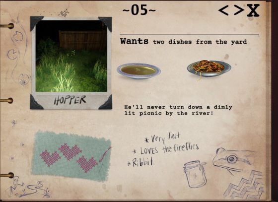 Página de recetario dedicada a la criatura Hopper