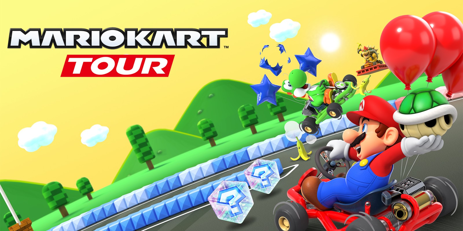 Mario y Yoshi corren en la imagen promocional oficial de Mario Kart Tour
