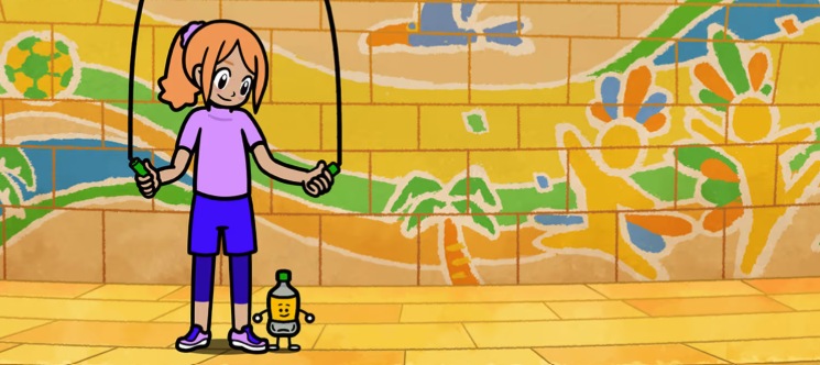 Una chica saltando a la comba al ritmo del juego